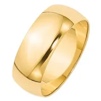 Personalized 14K Yellow Gold Half Round Lightweight Wedding Band