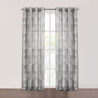 Fieldcrest Arden Tossed Bouquet Cotton Sheer Grommet Top Single Curtain Panel