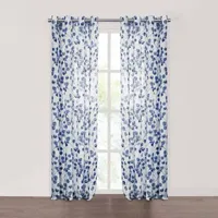 Fieldcrest Arden Botanical Leaf Cotton Sheer Grommet Top Single Curtain Panel