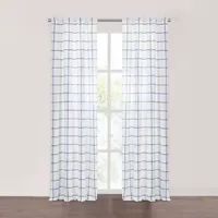 Fieldcrest Arden Windowpane Cotton Sheer Rod Pocket Single Curtain Panel