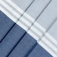 Fieldcrest Devin Flippable Stripe Cotton Chambray Energy Saving 100% Blackout Rod Pocket Single Curtain Panel