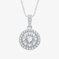 Womens 1/2 CT. T.W. Mined White Diamond 10K White Gold Round Pendant Necklace