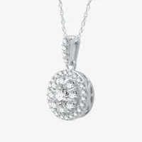 Womens 1/2 CT. T.W. Mined White Diamond 10K White Gold Round Pendant Necklace