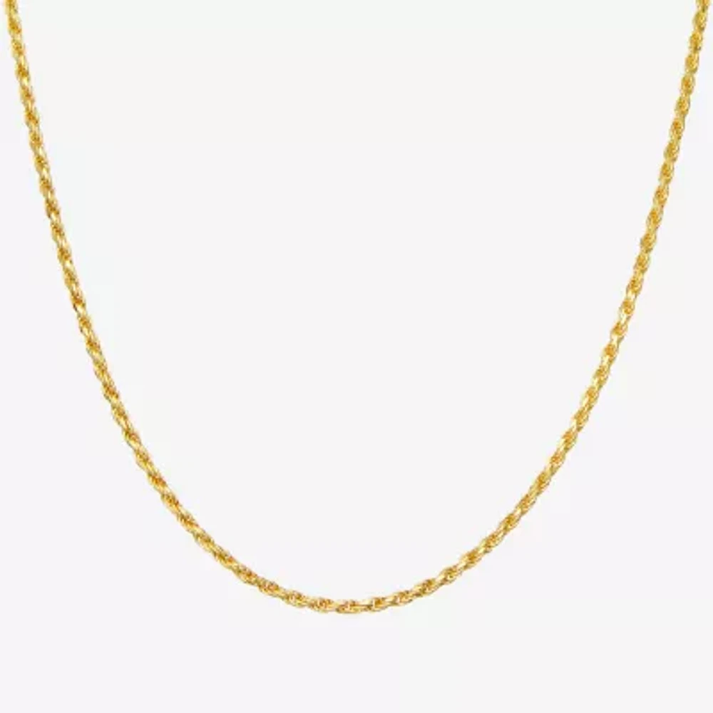 Sterling Silver or Gold Over 18 - 24 Inch Solid Rope Chain Necklace