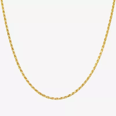 Sterling Silver or Gold Over 18 - 24 Inch Solid Rope Chain Necklace