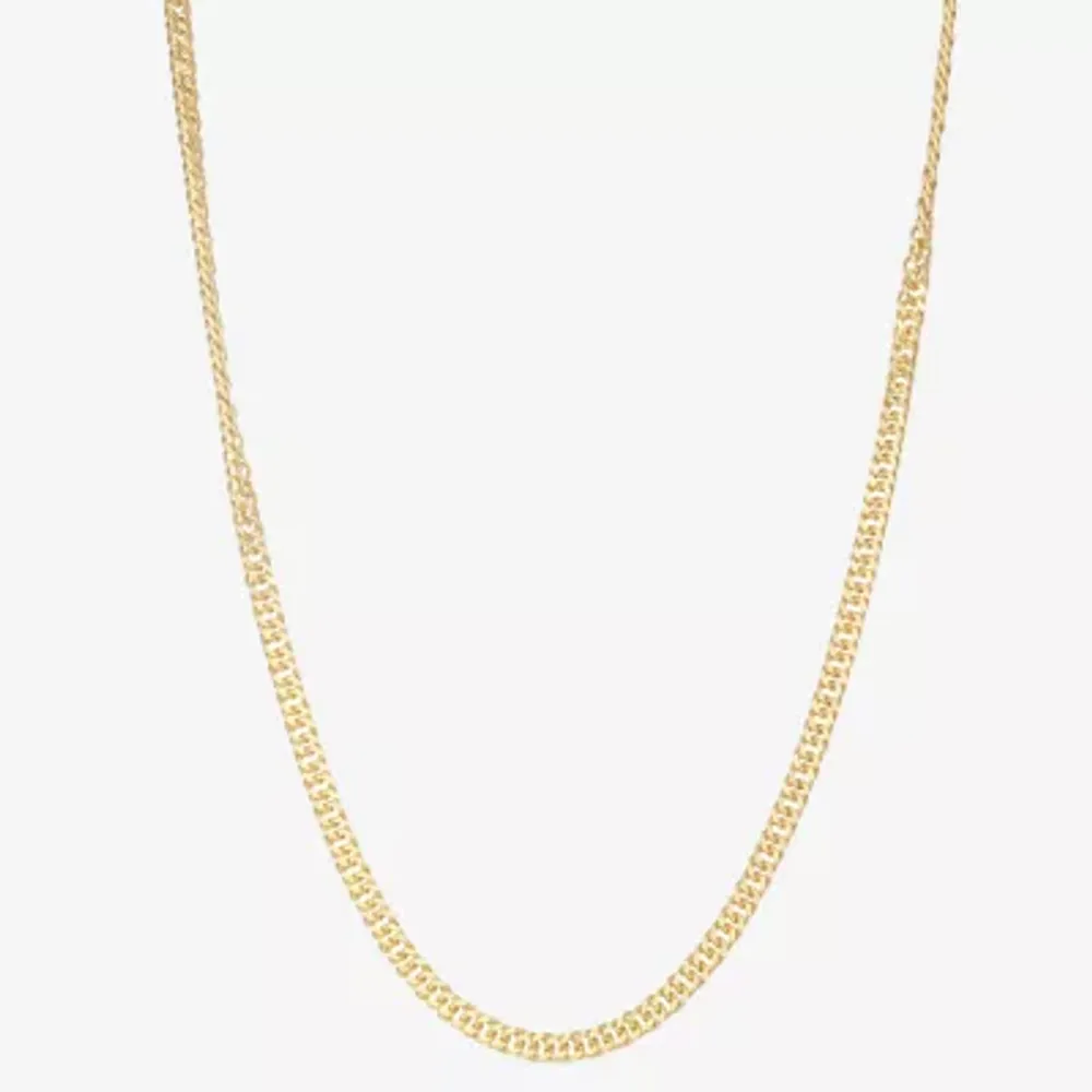 14K Gold Over Silver 18 Inch Solid Cuban Chain Necklace