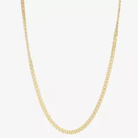 14K Gold Over Silver 18 Inch Solid Cuban Chain Necklace
