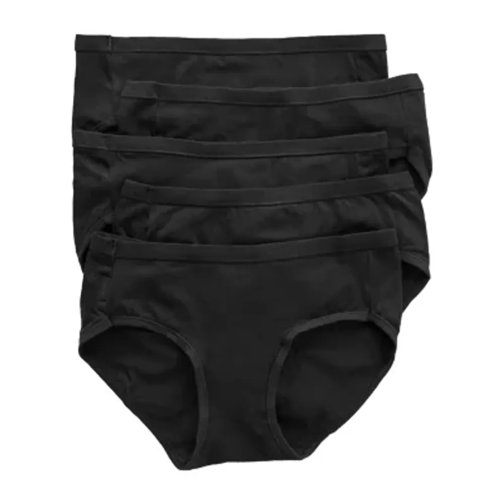 5 Pack Black Cotton Soft Underwear For Women Low Rise Stretch