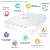 Sleep Philosophy Hypoallergenic 3" Cooling Gel Memory Foam Mattress Topper with Removable Cover