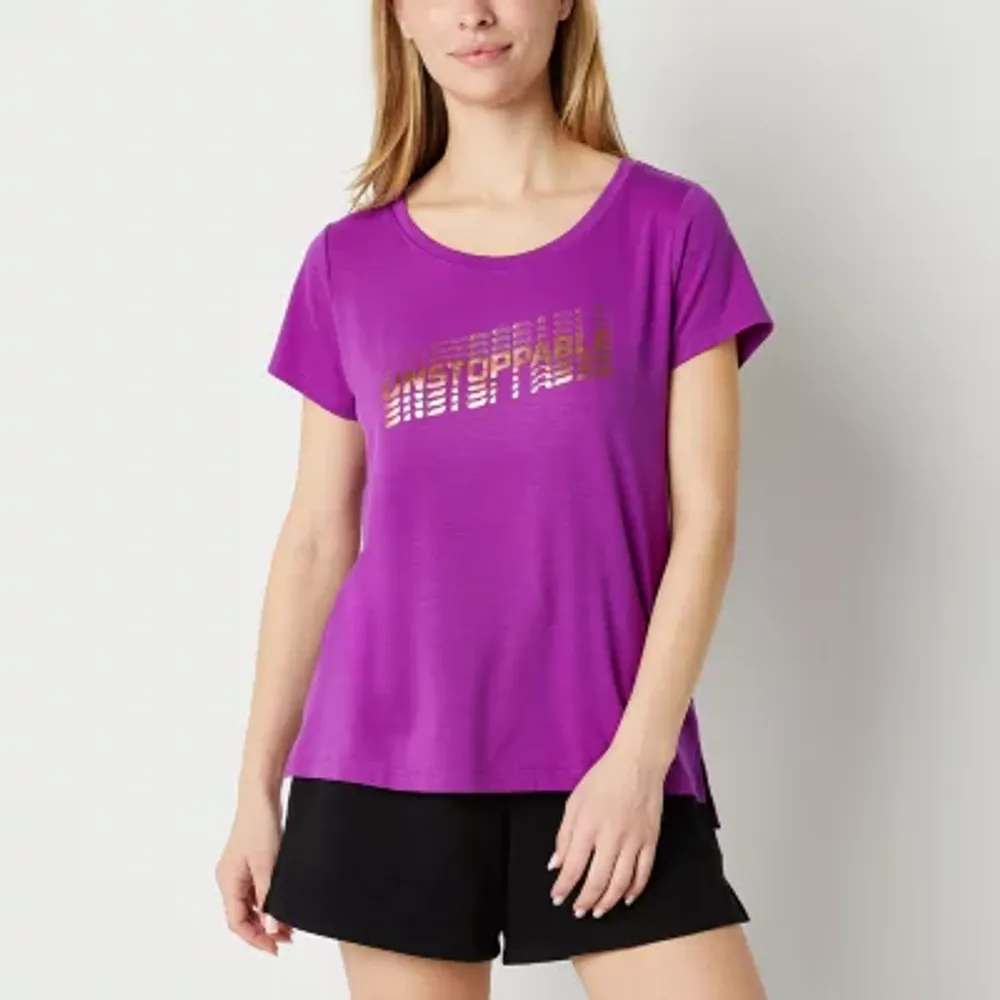 Xersion Womens Crew Neck Short Sleeve T-Shirt Tall