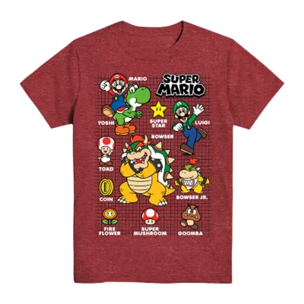 Little & Big Boys Crew Neck Short Sleeve Super Mario Graphic T-Shirt