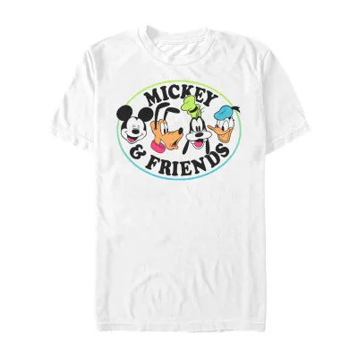 Mens Crew Neck Short Sleeve Regular Fit Mickey and Friends Graphic T-Shirt