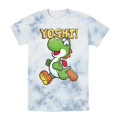 Mens Crew Neck Short Sleeve Regular Fit Yoshi Graphic T-Shirt