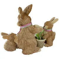 Northlight 12.5in Sisal Mommy And Baby Bunnies Easter Figurine