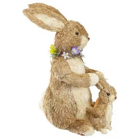 Northlight 14in Sisal Mommy And Baby Bunny Easter Figurine