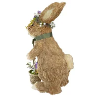 Northlight 15in Brown Sisal Bunny Rabbit With Basket Easter Figurine