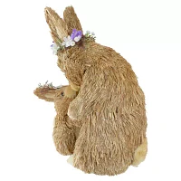 Northlight 12in Brown Mommy And Baby Bunny Sisal Easter Figurine