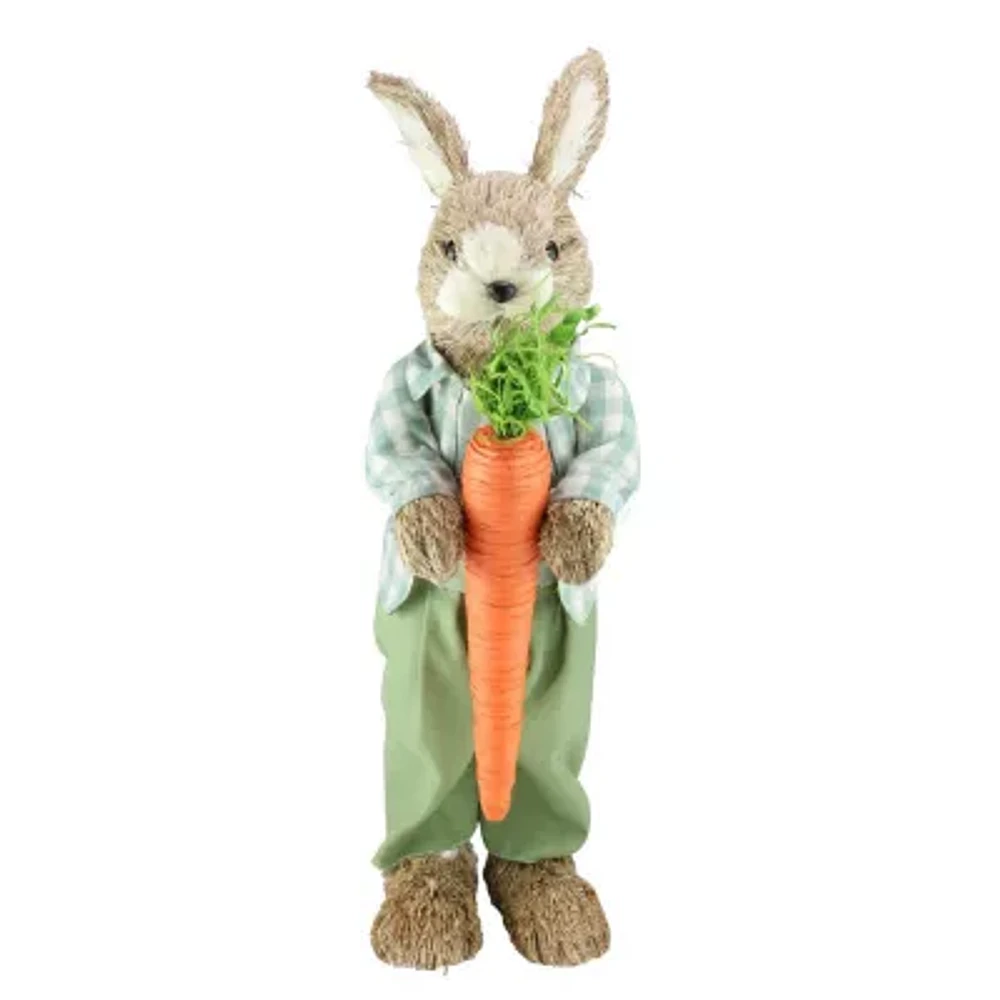 Northlight 19in Sisal Standing Bunny Rabbit With Carrot Figurine