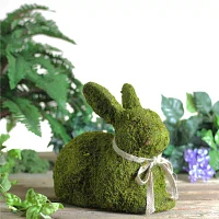 Northlight 11in Green Moss Sitting Bunny Rabbit Figurine