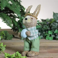 Northlight 10in Spring Sisal Standing Bunny Rabbit With Robin Egg Easter Figurine