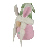 Northlight 13in Pink And Green Girl With Bunny Ears Christmas Gnome