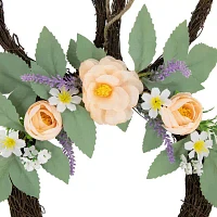 Northlight 15in Bunny Ears Floral Twig Wreath