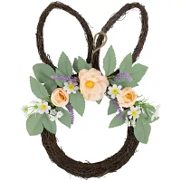 Northlight 15in Bunny Ears Floral Twig Wreath