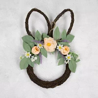 Northlight 15in Bunny Ears Floral Twig Wreath