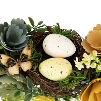 Northlight Egg And Bird Nest With Wooden Flowers Wreath