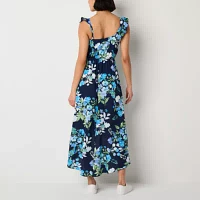 by&by Womens Floral High-Low Fit + Flare Dress Juniors