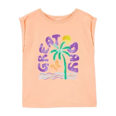 Carter's Little & Big Girls Round Neck Short Sleeve Graphic T-Shirt