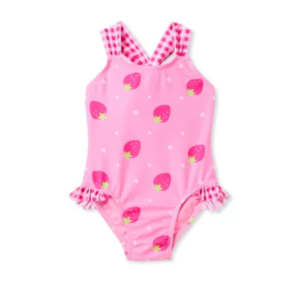 Okie Dokie Toddler & Little Girls Dots One Piece Swimsuit