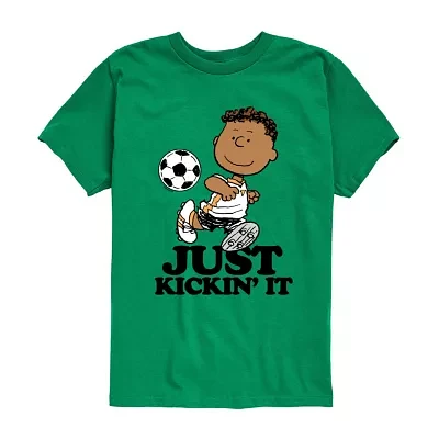 Little & Big Boys Crew Neck Short Sleeve Peanuts Graphic T-Shirt