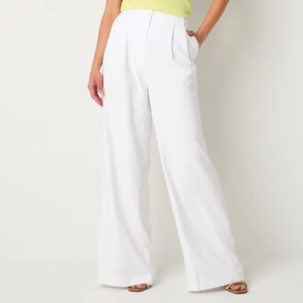 Worthington Womens Mid Rise Wide Leg Pant