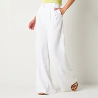 Worthington Womens Mid Rise Wide Leg Pant