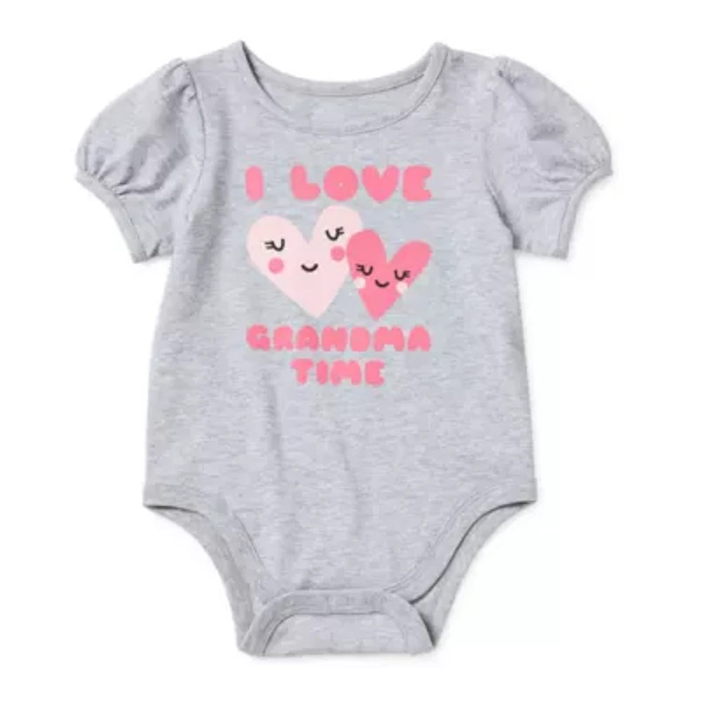 Okie Dokie Baby Girls Round Neck Short Sleeve Bodysuit