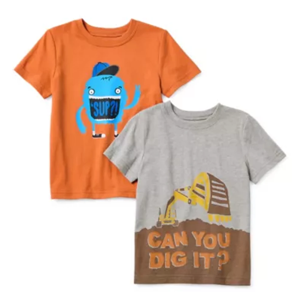 Okie Dokie Toddler & Little Boys 2-pc. Crew Neck Short Sleeve Graphic T-Shirt