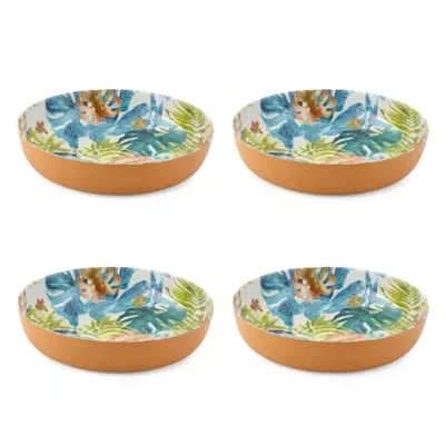 Turquoise Sun 4-pc. Dishwasher Safe Leaf Print Melamine Bowls