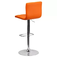 Contemporary Tufted Vinyl Adjustable Height Barstool with Chrome Base