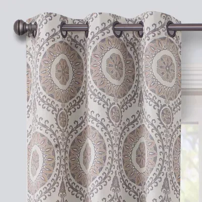 Regal Home Surfaces Medallion Grommet Top Light-Filtering Single Curtain Panels