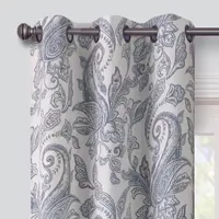 Regal Home Surfaces Paisley Light-Filtering Grommet Top Single Curtain Panel