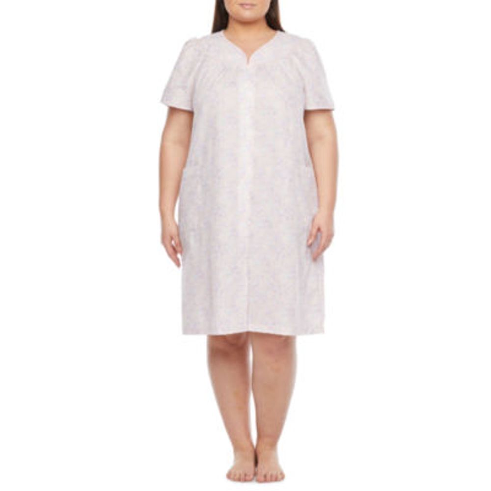 Lissome Womens Plus Short Sleeve Knee Length Robe