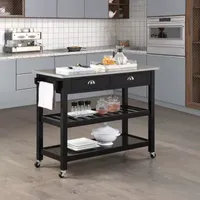 American Heritage Stainless Steel-Top Kitchen Cart with Wine Rack