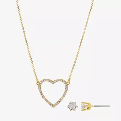 Sparkle Allure 2-pc. Cubic Zirconia 14K Gold Over Brass Heart Jewelry Set