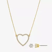 Sparkle Allure 2-pc. Cubic Zirconia 14K Gold Over Brass Heart Jewelry Set