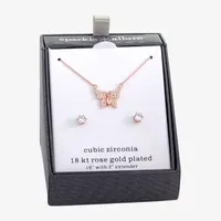 Sparkle Allure 2-pc. Cubic Zirconia 18K Rose Gold Over Brass Butterfly Jewelry Set