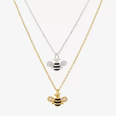 Sparkle Allure Bee 2-pc. Cubic Zirconia 14K Gold Over Brass Pure Silver Over Brass 16 Inch Link Necklace Set