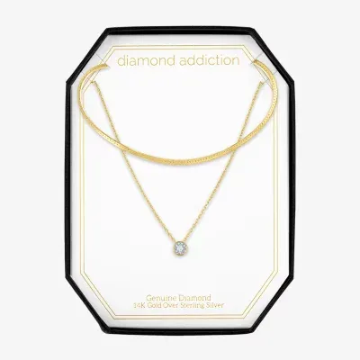 Diamond Addiction Womens 2-pc. Diamond Accent Natural White Diamond Sterling Silver Necklace Set