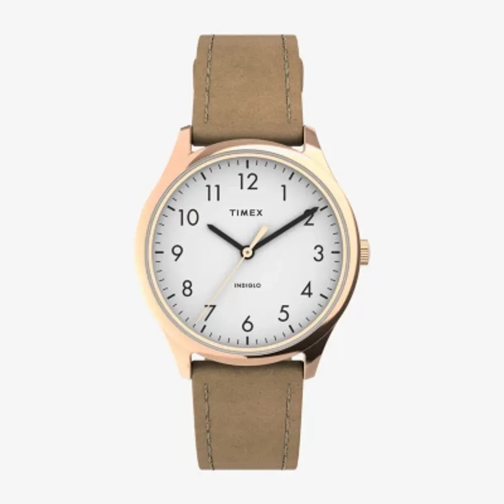 Timex Womens Rose Goldtone Leather Strap Watch Tw2t72400jt