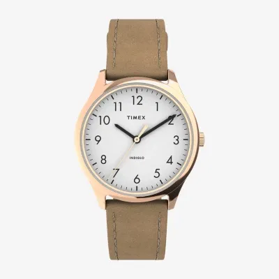 Timex Womens Rose Goldtone Leather Strap Watch Tw2t72400jt